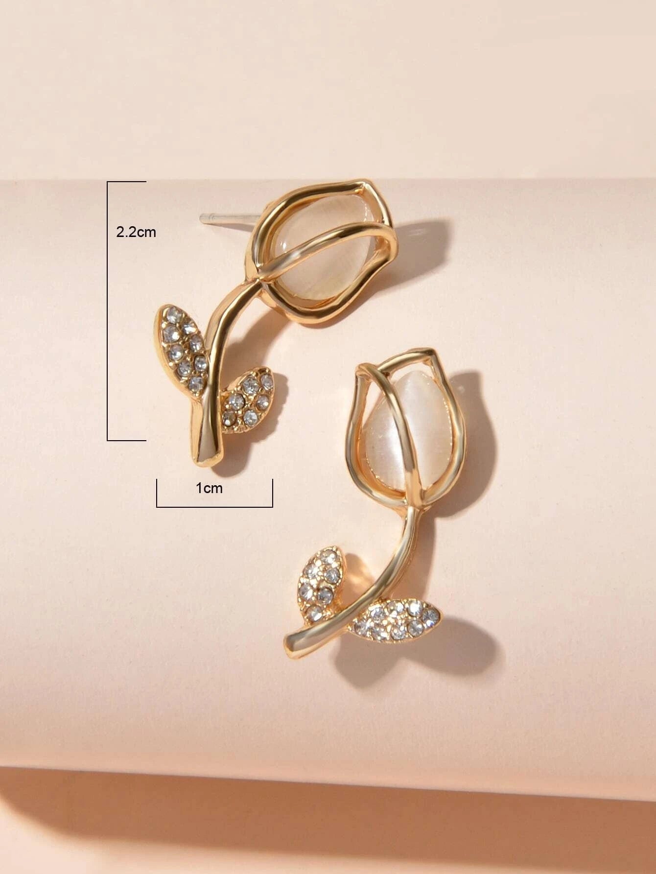 Gold Tone Fancy Gorgeous Crystal Stud Lovely Floral Earrings Party Gift Jewelry-4