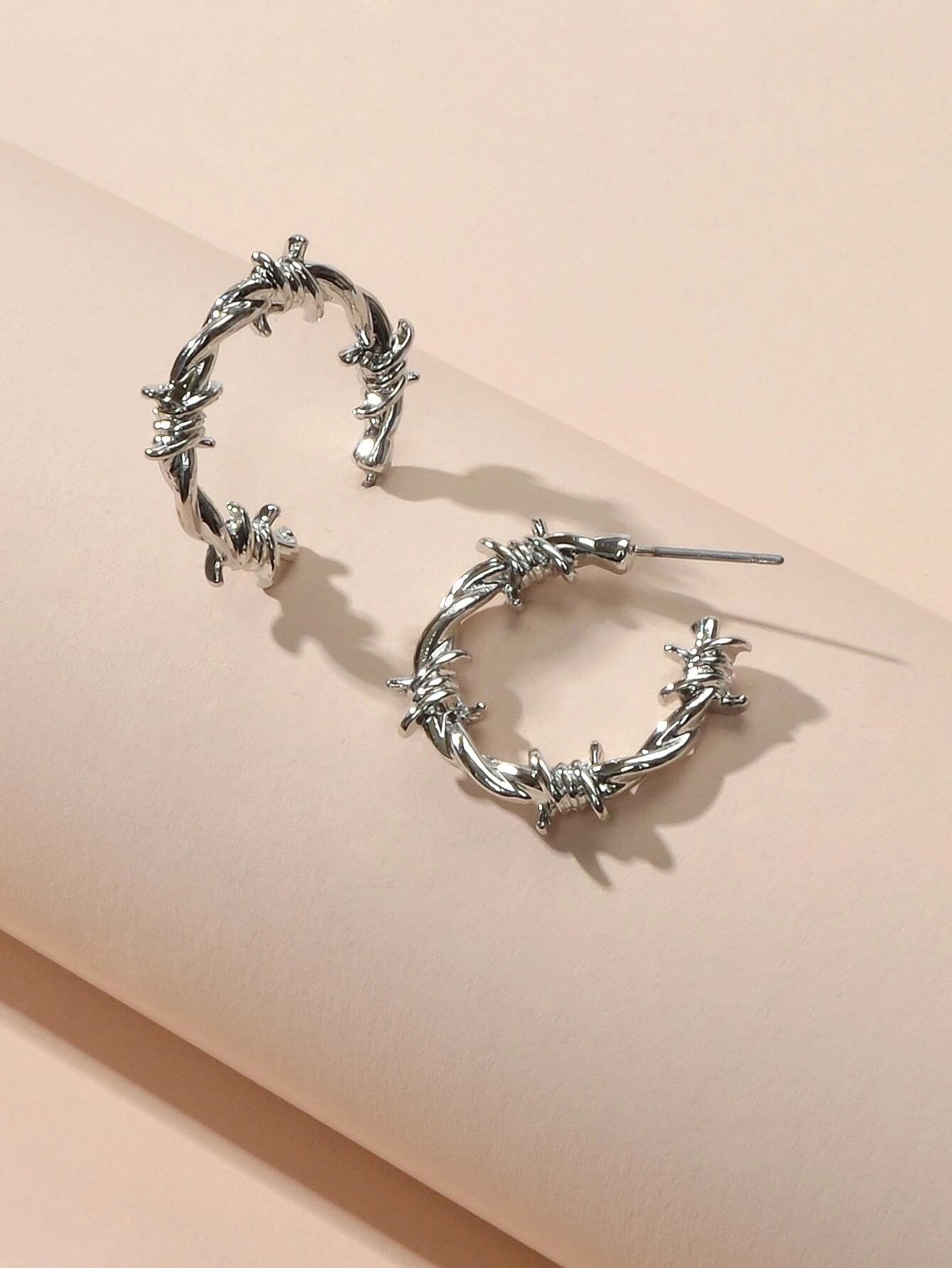 Silver Metal Geometric Small Hoop Earrings Women Accessories Ear Stud Jewellery-3