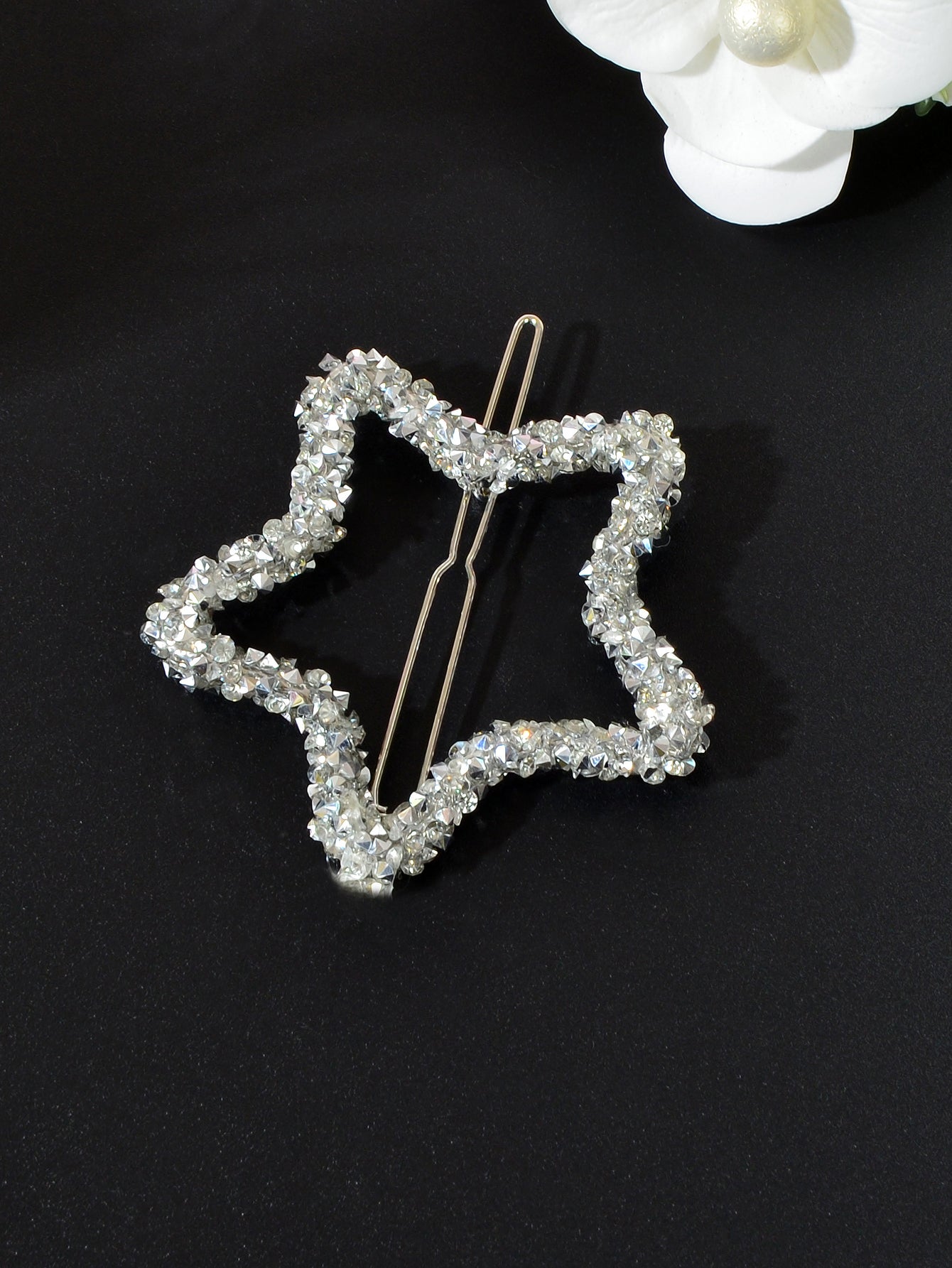 Sparkling Full Rhinestone Star Circular Hair Clip Elegant Hair Accessory Gift-6