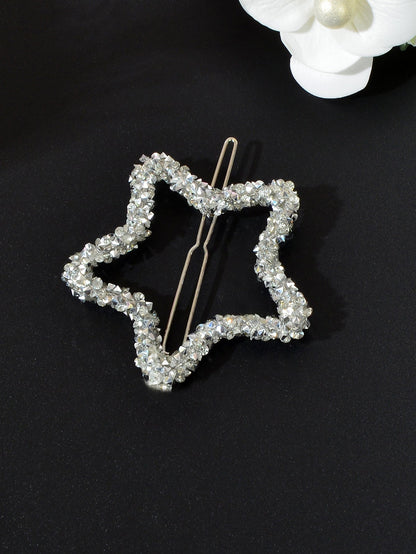 Sparkling Full Rhinestone Star Circular Hair Clip Elegant Hair Accessory Gift-6