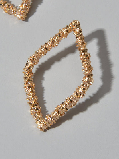 Trendy Gold Plated Rhombus Geometric Pierced Stud Earrings for Women Girls Gift-4