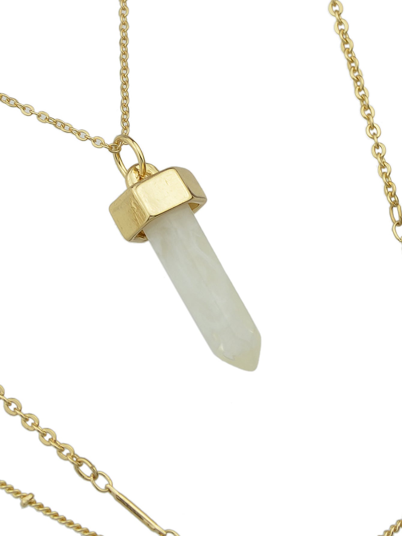 Multi-layer Gold Chain White Bullet Point Pendant Necklace Boho Chic Jewellery-4