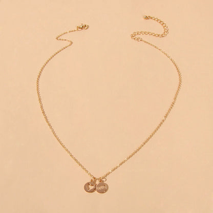 Minimalist Gold Chain Letter Love Heart Round Pendant Necklace Jewellery Gift-4