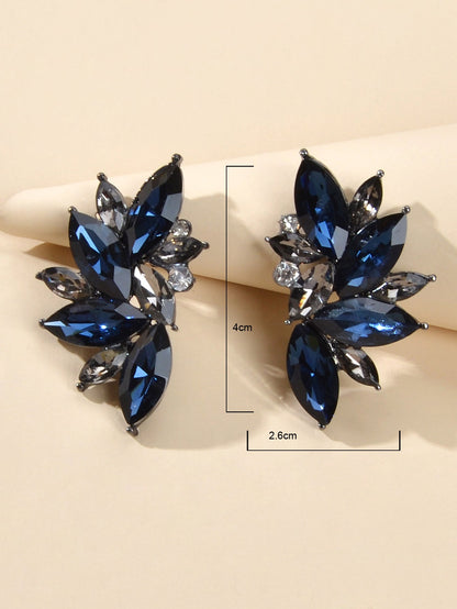 Female Luxurious Jewelry Sparkly Crystal Flower Stud Bridal Engagement Earrings-4