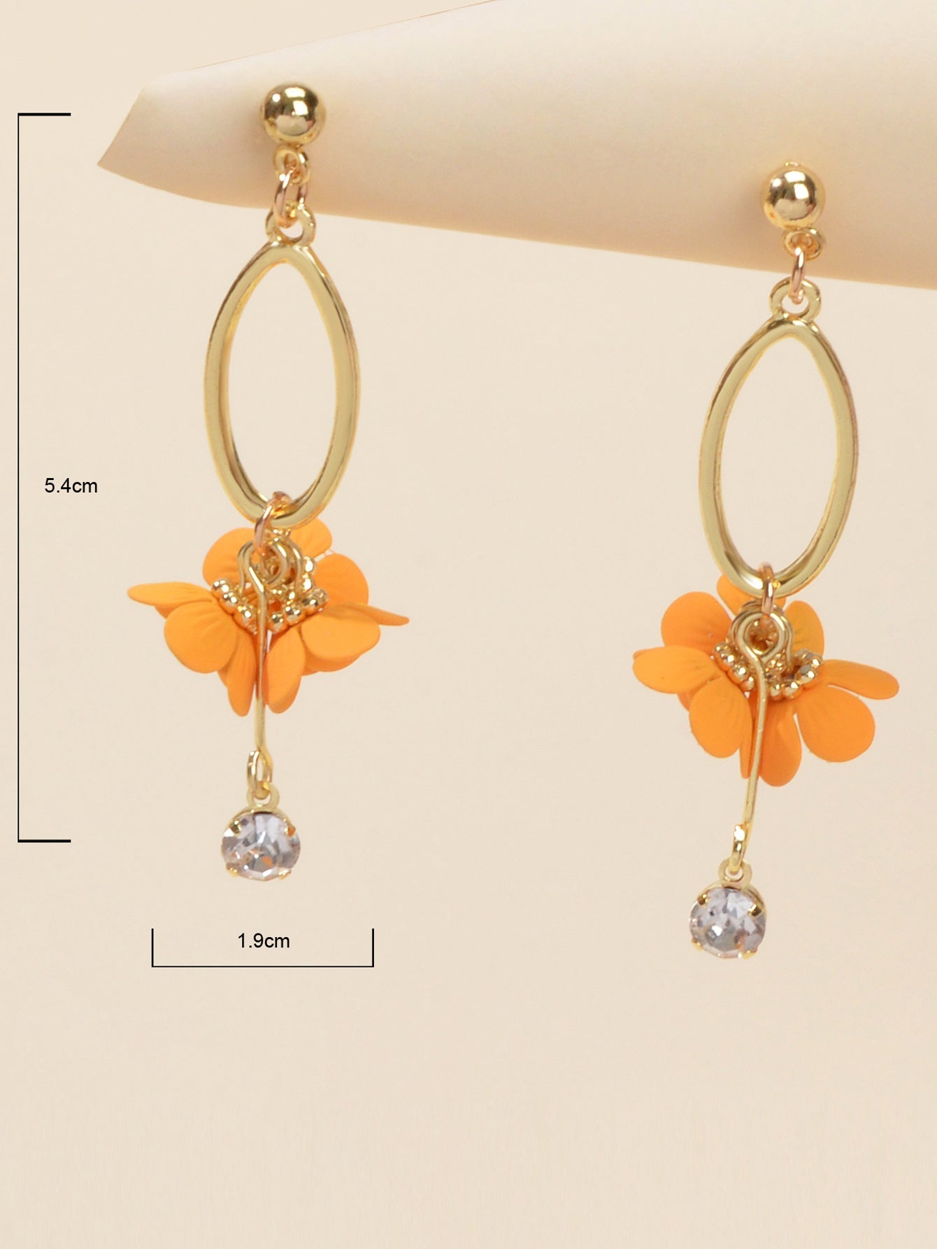 Orange Charm Rhinestone Charm Gold Colour Dangle Earrings Women Party Decoration-4