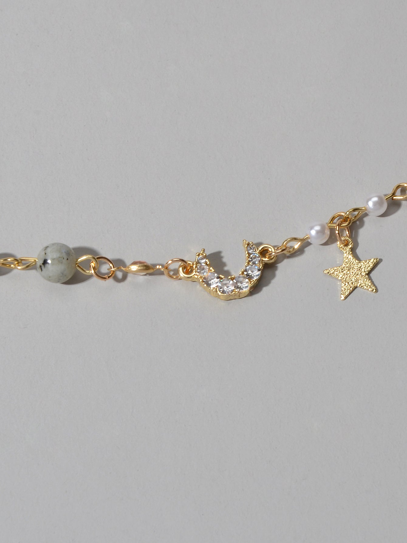 Luxurious Jewellery Party Wear Gold Chain Rhinestone Star Moon Charm Bracelet-4