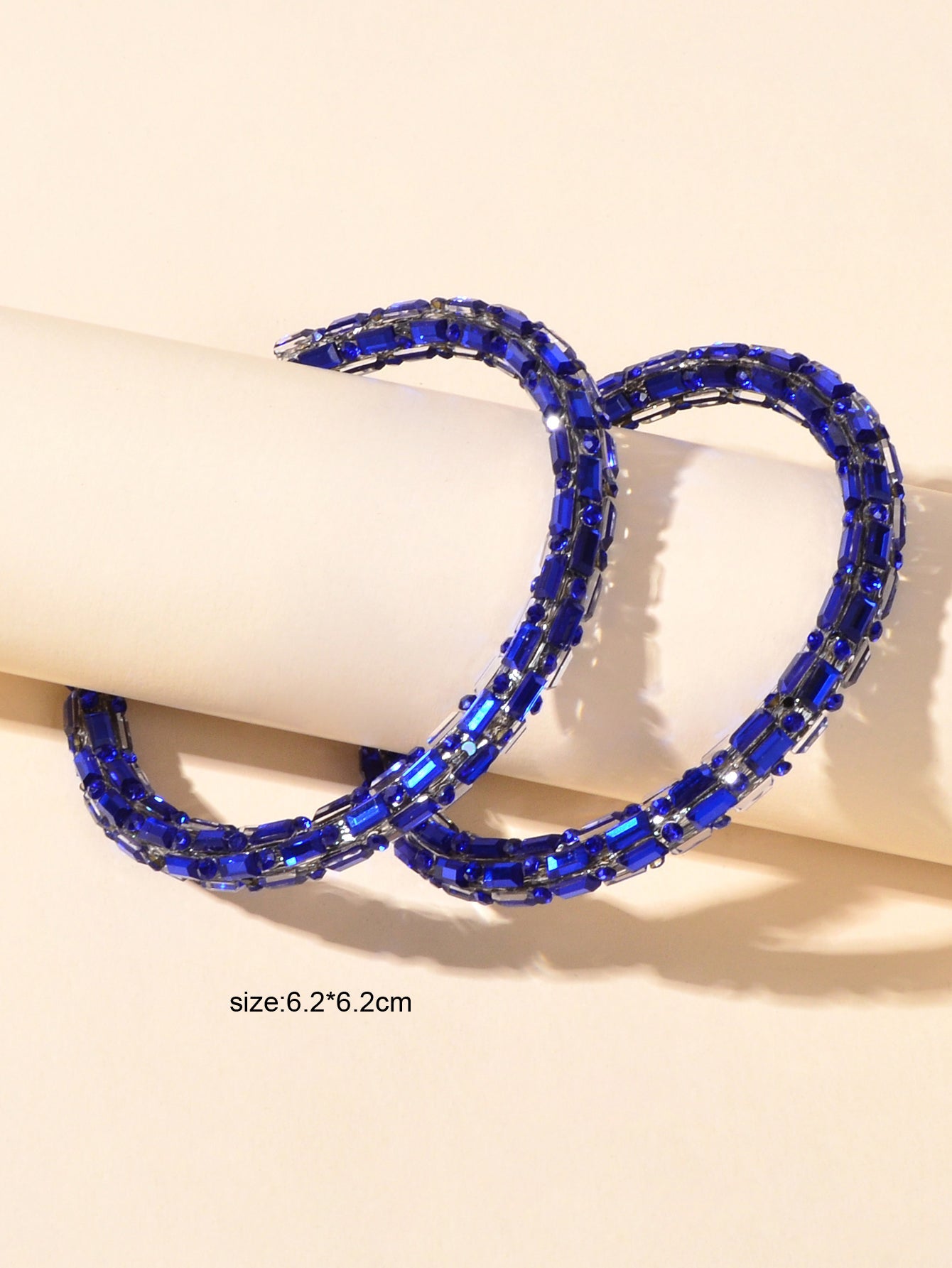 Glorious Sparkly Shiny Blue Crystal Hoops Earrings Gorgeous Holiday Jewellery-4