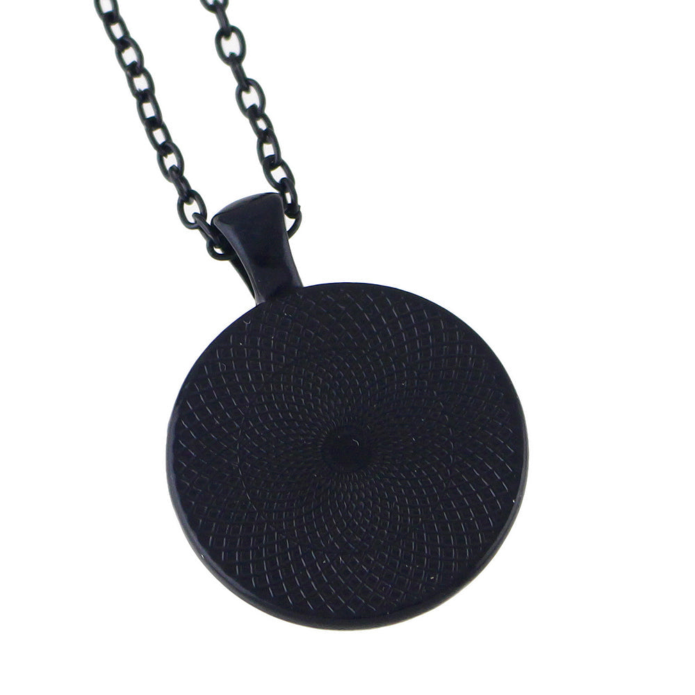 Gothic Black Chain Geometric Pattern Acrylic Round Ball Pendant Ethnic Necklace-3