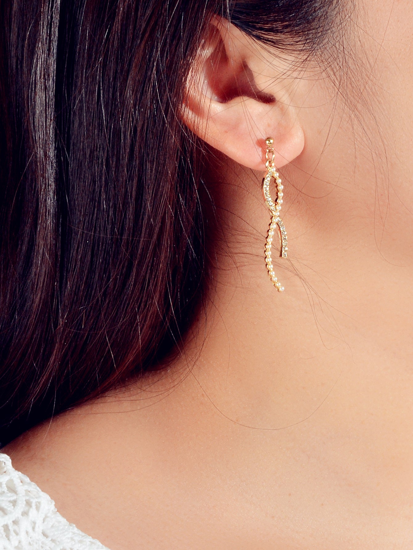 Textured Full Rhinestone Pearl Luxurious S Dangle Earrings Wedding Anniversary-3