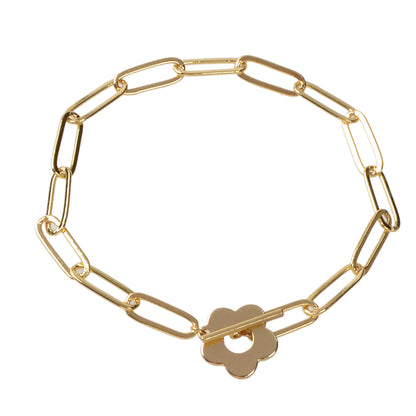 Party Decoration for Women Gold Link Chain Flower Charm Classics Bracelets Gift-4