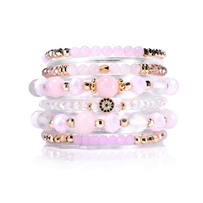 Rose Quartz, Evil Eye Build-Your-Own Bracelet Set-1