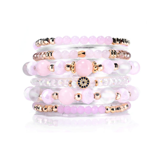 Rose Quartz, Evil Eye Build-Your-Own Bracelet Set-1