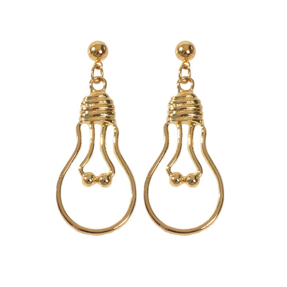 Punk Jewelry Gold Silver Metal Light Bulb Drop Statement Stunning Stud Earrings-4