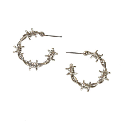 Silver Metal Geometric Small Hoop Earrings Women Accessories Ear Stud Jewellery-4
