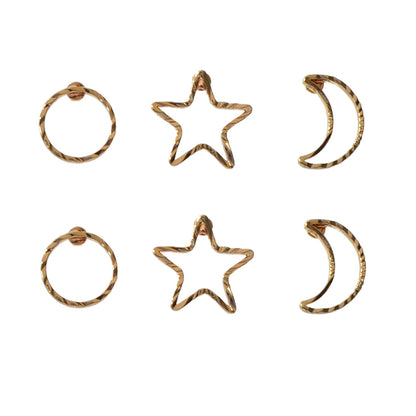 3 pairs Minimalist Jewelry Circle Star Moon Trendy Stud Small Earrings for Women-4