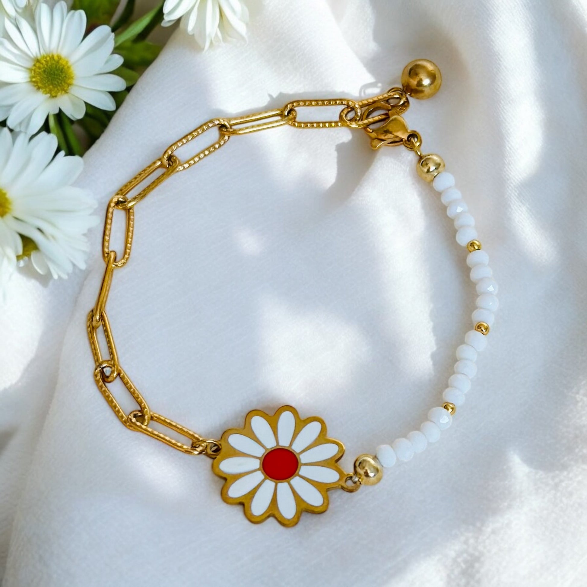 Pearls Moonstone Gold Layering Bracelets Waterproof, 18K Gold Plated-6