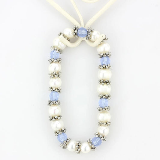 LO4652 - Antique Silver White Metal Bracelet with Synthetic Pearl in Sea Blue-1
