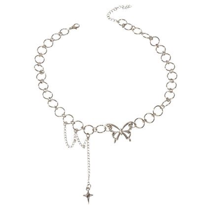 Silver Chain Star Butterfly Fringe Necklace Tassel Collar Accessories Jewellery-3