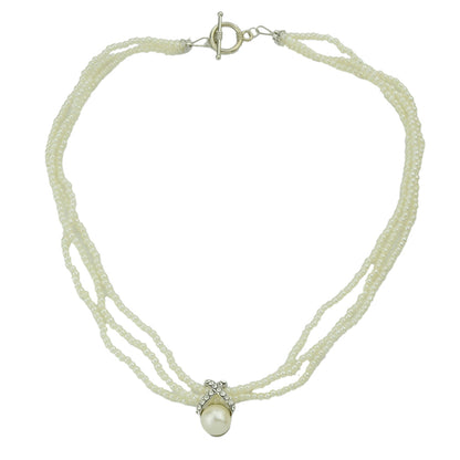 Retro Multi-layer Entangled Pearl Wedding Collar Necklace Beautiful Jewellery-4