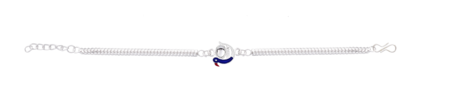 Elegant Peacock Design Rakhi With Blue Enamel And Silver Metal Chain