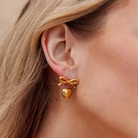 Mary Bow Heart Drop Earrings-1