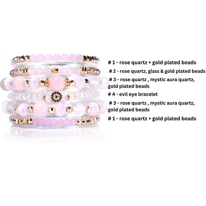 Rose Quartz, Evil Eye Build-Your-Own Bracelet Set-3